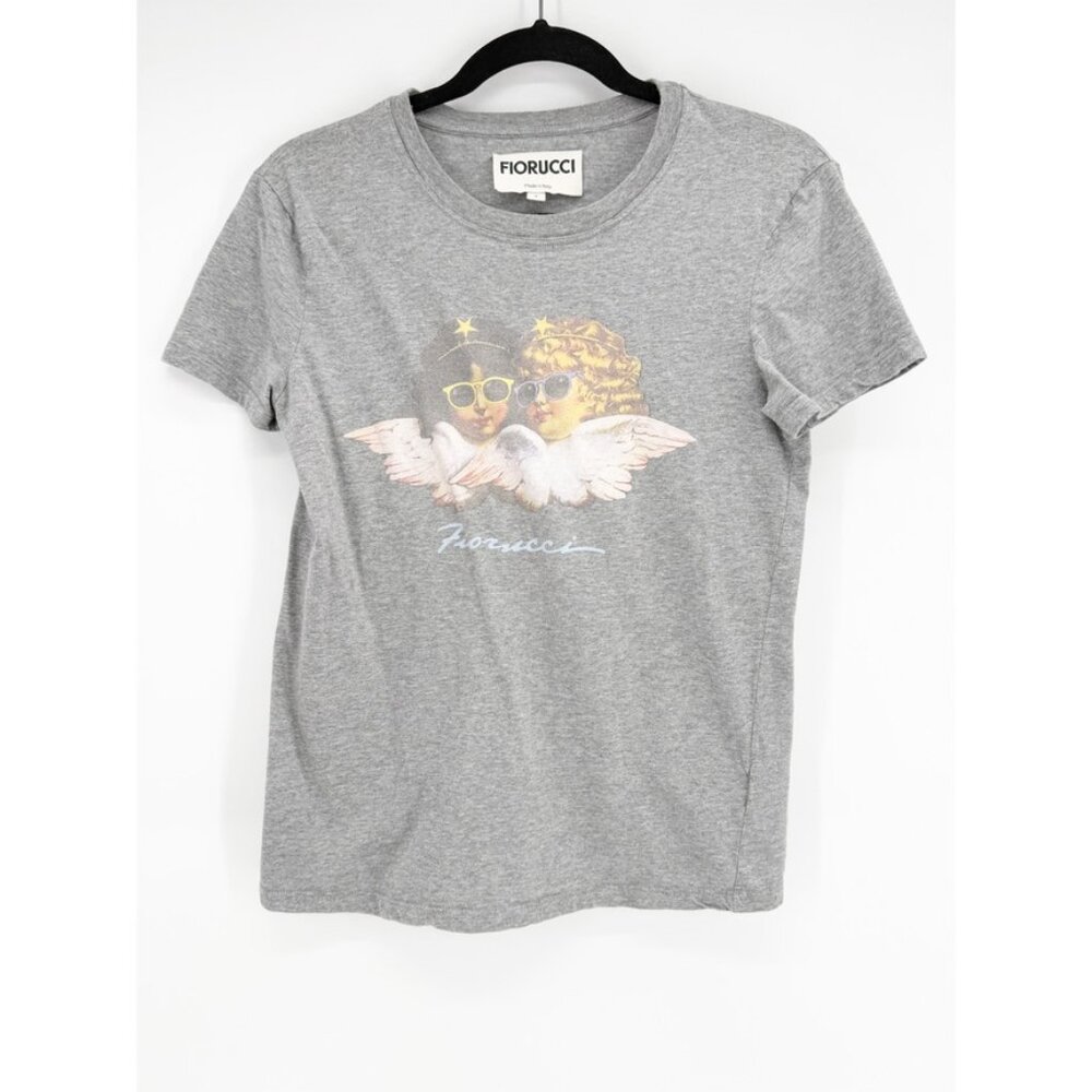 Fiorucci Gray Short Sleeve Tee with Pastel Angel Graphic